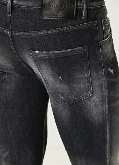 Siyah Yıpratma Detaylı Jean Pantolon - Görsel 7