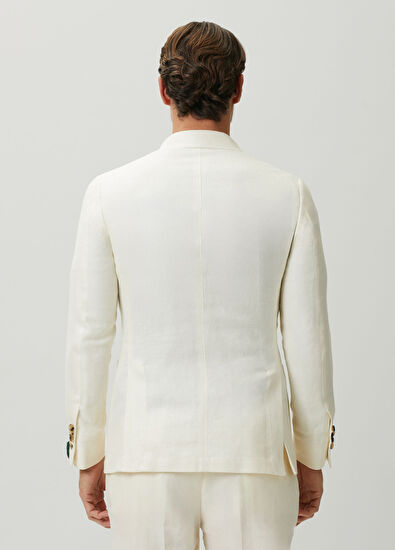 LUIGI BORRELLI Stone Double-Breasted Linen Jacket - 4