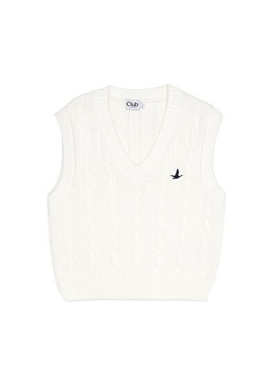 Beymen Club Beyaz Crop Saç Örgü Triko Atlet - 7