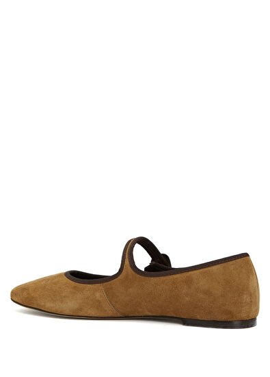 Beymen Club Camel Buckle Mary Jane Suede Ballet Flats - 3