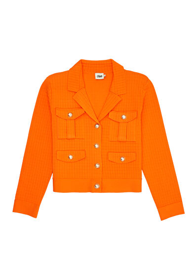 Beymen Club Turuncu Kareli Triko Ceket - 7