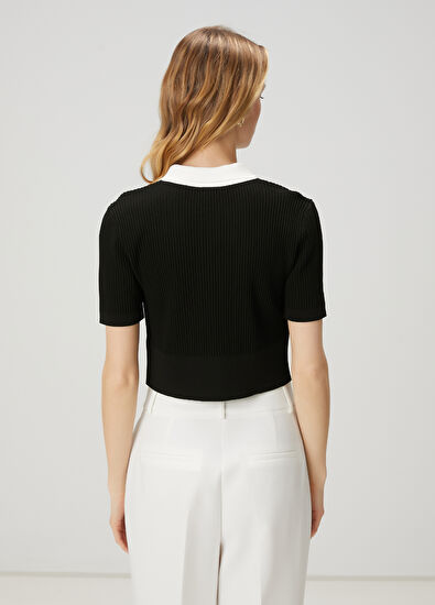 Beymen Club Siyah Beyaz Kısa Kol Polo Kazak - 6