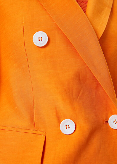 Beymen Club Turuncu Kırlangıç Yaka Kruvaze Blazer - 5