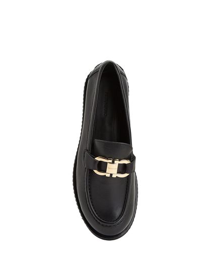 Ferragamo Black Logo Buckled Women's Leather Loafer - 4