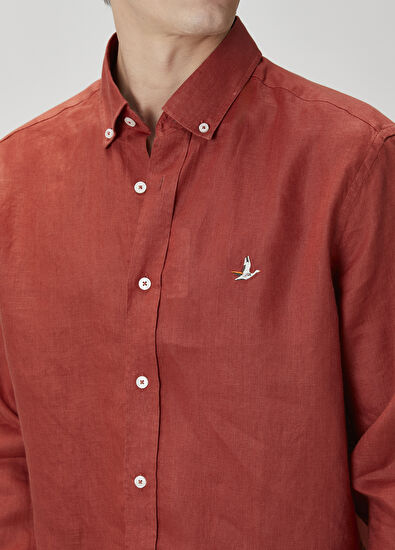 Beymen Club Comfort Fit Kiremit Keten Gömlek - 6