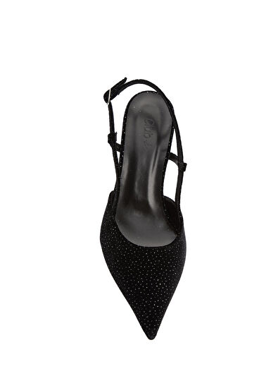 Beymen Club Siyah Kadın Kadife Slingback Topuklu Ayakkabı - 4