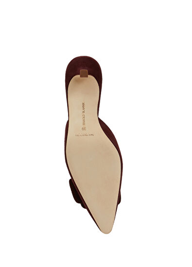 Manolo Blahnik Maysale Bordo Kadın Süet Terlik - 5