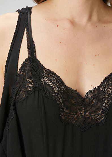 Balenciaga Siyah Asimetrik Kesim Maksi Elbise - 5