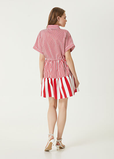 Beymen Club Kırmızı Çizgili Mini Gömlek Elbise - 6