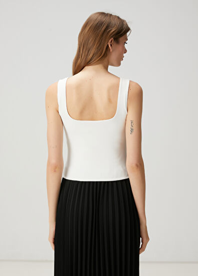 Beymen Club Off-White Square Neck Tank Top - 5