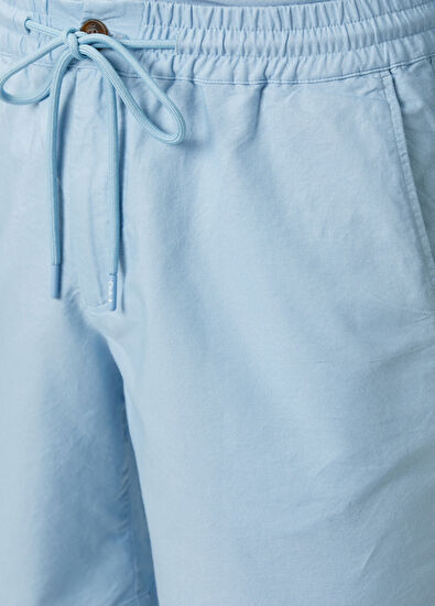 Beymen Club Light Blue Piece Paint Elastic Waist Oxford Shorts - 4