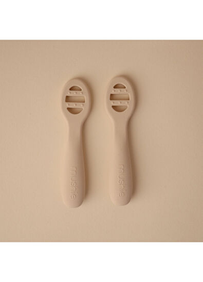 Mushie Cambridge Blue Shifting Sand Baby First Feeding Spoon Set - 3