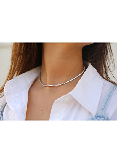 Reis Kuyumculuk Su Yolu 14 Ayar Beyaz Altın Kadın Choker - 4