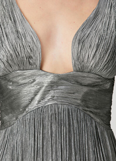 Catia Antrasit Maksi İpek Abiye Elbise - Görsel 6