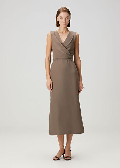 Brunello Cucinelli Kahverengi Midi Elbise - 3