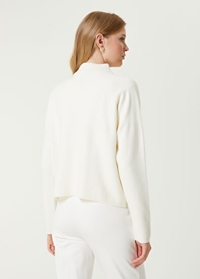 Beyaz Fermuarlı Yün Kazak Beymen Club Beyaz Fermuarlı Yün Kazak - 6