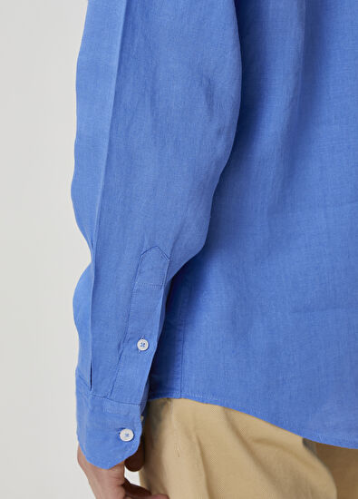 Beymen Club Comfort Fit Blue Linen Shirt - 7