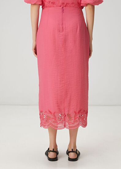 Beymen Club Pink Embroidered Midi Skirt - 4