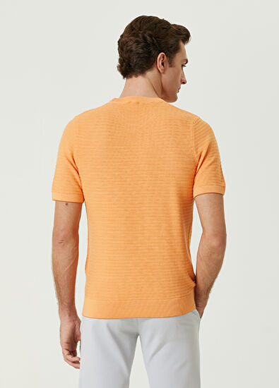 Beymen Club Turuncu Örgü Dokulu Kısa Kollu Kazak - 5