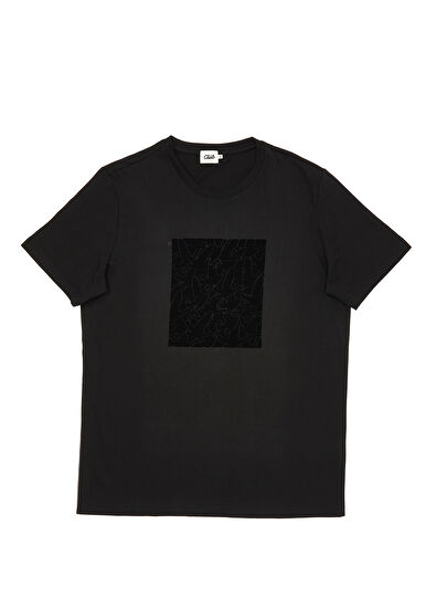 Beymen Club Siyah Flok Monogram Baskılı T-shirt - 7