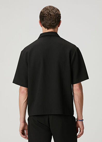 Beymen Club Siyah İri Diyagonal Dokulu Oversized T-shirt - 6