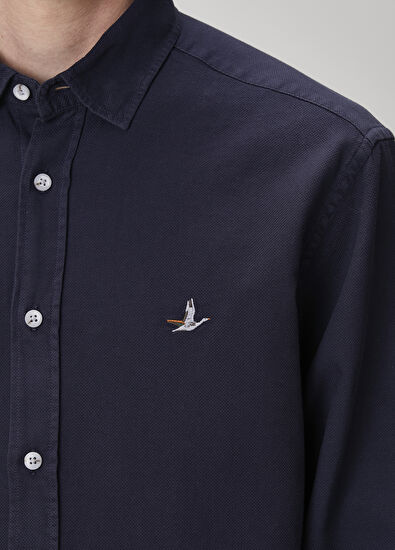 Beymen Club Comfort Fit Navy Blue Textured Shirt - 6