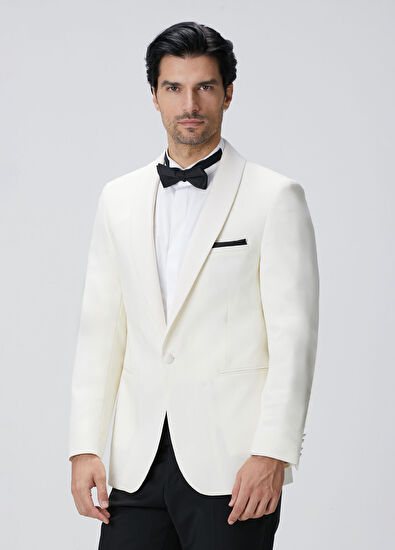 Network Off-White Wool Tuxedo Jacket - 4