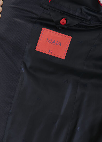 Koyu Lacivert Çizgi Desenli Yün Takım Elbise - Görsel 12