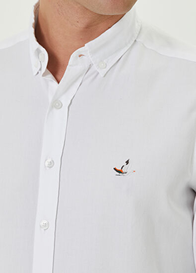 Beymen Club Comfort Fit Beyaz Oxford Gömlek - 5
