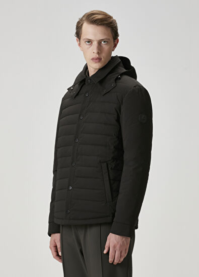 Beymen Club Siyah Kapüşonlu Kapitoneli Mont - 4