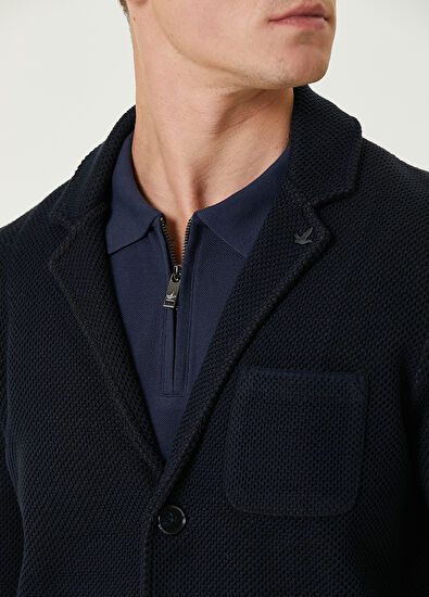 Beymen Club Lacivert Monogram Kapitone Detaylı Triko Ceket - 5