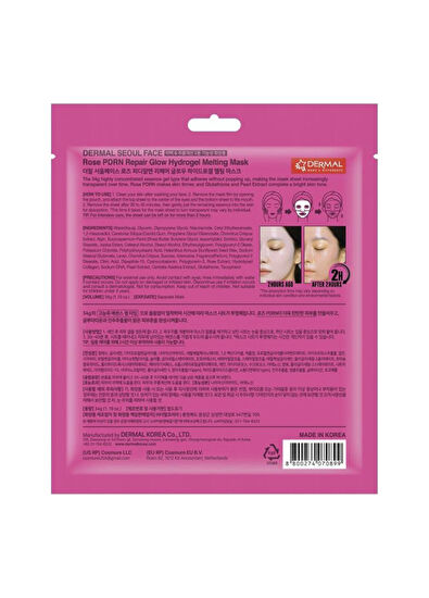 Dermal Seoul Face Rose PDRN Repair Glow Radiant Melting Hydrogel Hydrogel 3-Pack Paper Face Mask 34 gr - 7