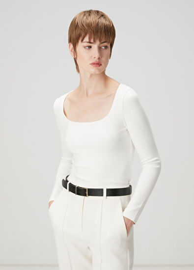 Beymen Club Kırık Beyaz Uzun Kol Basic T-shirt - 3