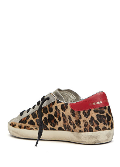 Super Star Leopar Desenli Kadın Süet Sneaker - Görsel 4