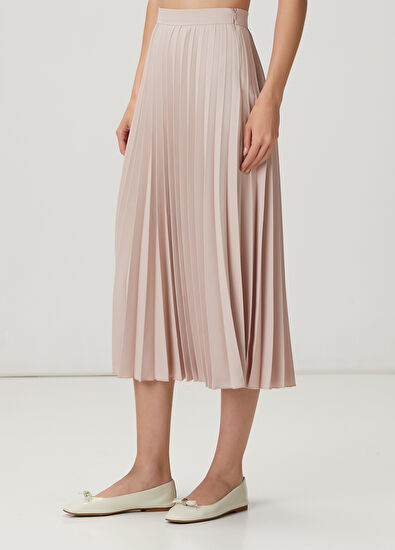 Beymen Club Light Beige Plisoleil Midi Crepe Skirt - 3