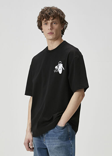 Academia Black Key Print Oversize T-shirt - 5