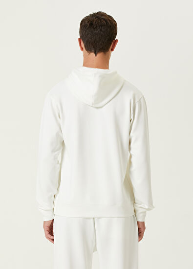 Beymen Club Beyaz Kapüşonlu Kazlı Logo Detaylı Sweatshirt - 5