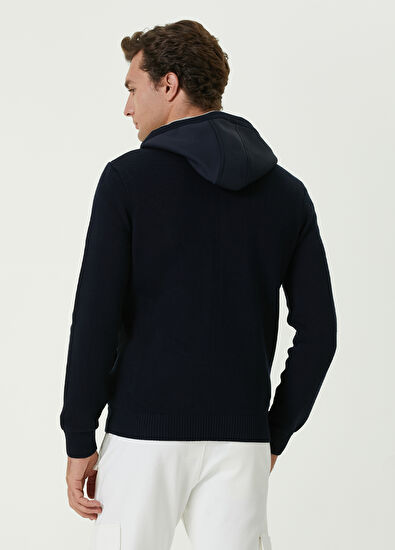 Beymen Club Lacivert Kapüşonlu Kaz Detaylı Scuba Hırka - 5