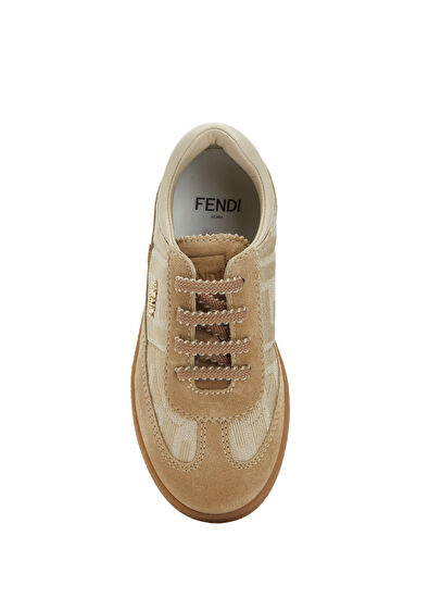 Krem Logo Desenli Erkek Çocuk Süet Sneaker - Görsel 5