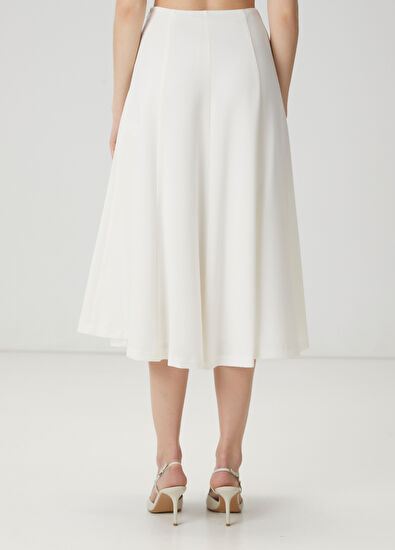 Beymen Club Off-White Midi Crepe Skirt - 4