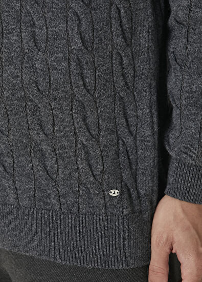 Beymen Club Antrasit Yakası Fermuarlı Kazak - 7