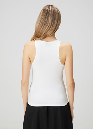 Beymen Club Off-White Racerback Basic Tank Top - 6