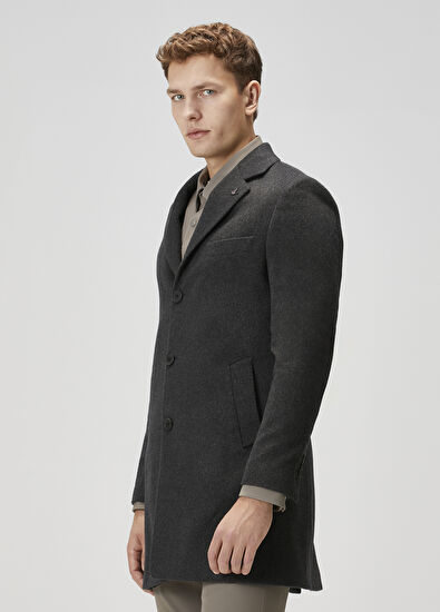 Beymen Club Anthracite Premium Italian Cashmere Overcoat - 4