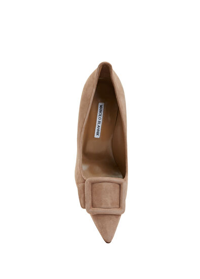 Manolo Blahnik Bej Toka Detaylı Deri Stiletto - 4