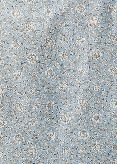 Kiton Nerano Light Blue Floral Print Short Sleeve Shirt - 7