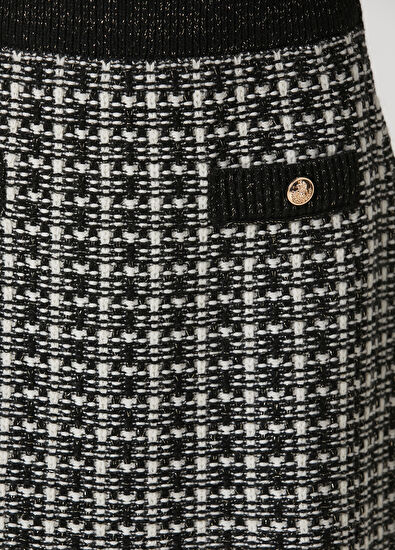 Beymen Club Siyah Beyaz Mini Yün Tweed Etek - 6