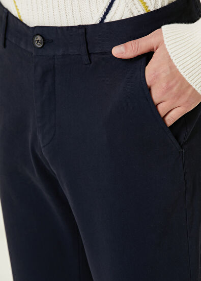 Beymen Club Navy Blue Soft Textured Twill Chino Trousers - 4