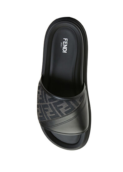 Fendi Black Logo Detailed Men's Slippers - 4