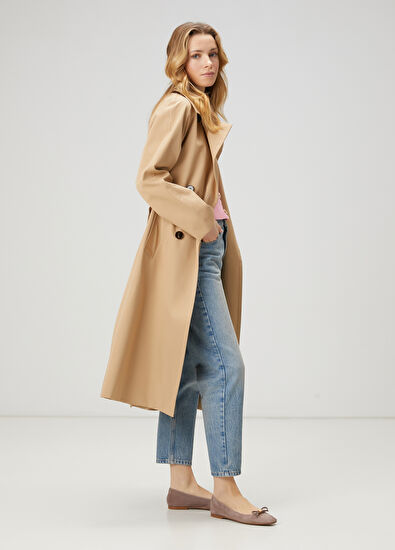 Beymen Club Beige Classic Belted Long Trench Coat - 4
