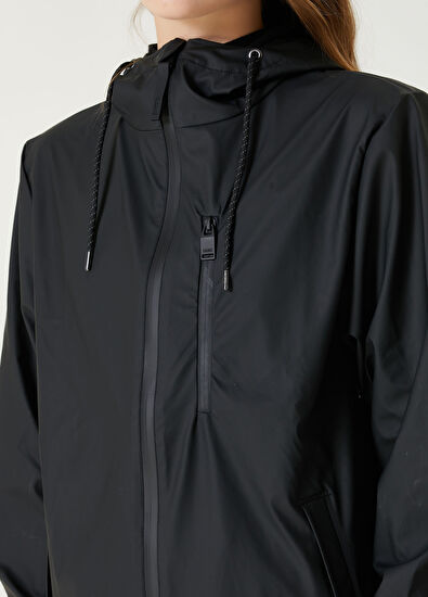 Long Storm Breaker Siyah Yağmurluk - Görsel 5